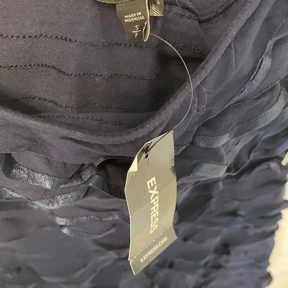 Express Navy Ruffle Dress - Picture 3 of 4